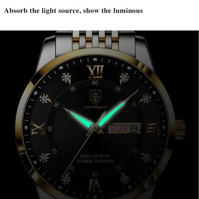 Poedagar 836 Stainless Steel Men Watch