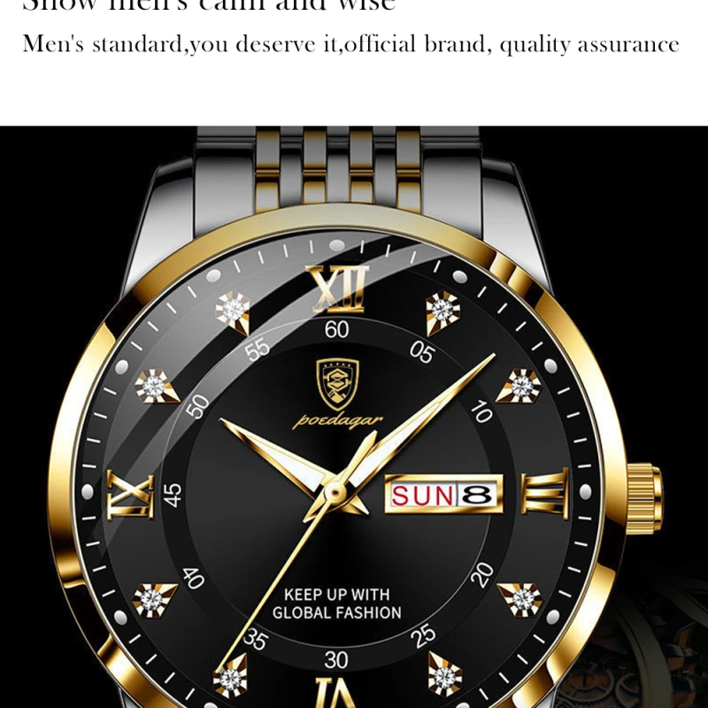 Poedagar 836 Stainless Steel Men Watch